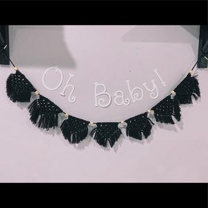 Black Macrame Hanging Wall Banner